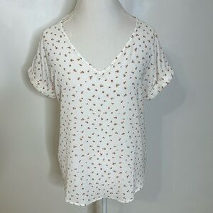 Pink Rose wht crepe blouse Sz Large